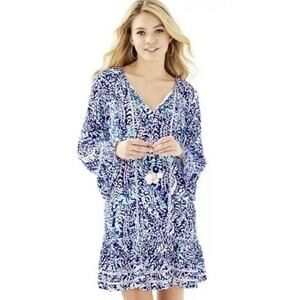 Lilly Pulitzer Percilla Tunic Dress Womens Small Blue Grotto Move It Or Lose It